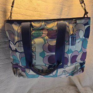 Authentic COACH KYRA DAISY SCARF Print Tote Purse With Strap #17178